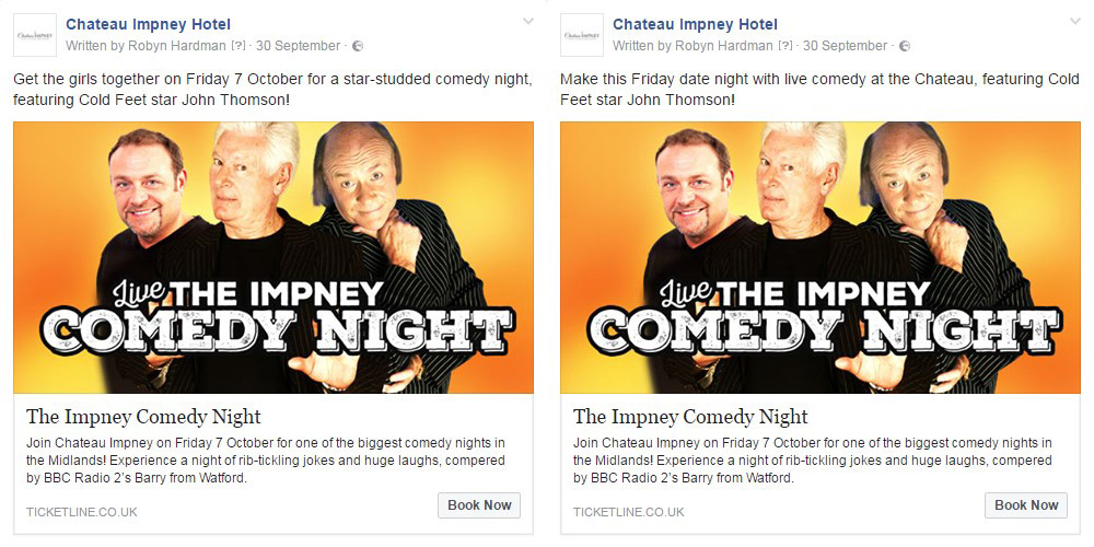 Chateau Impney Facebook campaign by Alias, a social media agency in Cheltenham