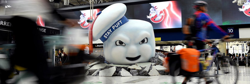 Ghostbusters Stay Puft Marshmallow Man at Waterloo Station
