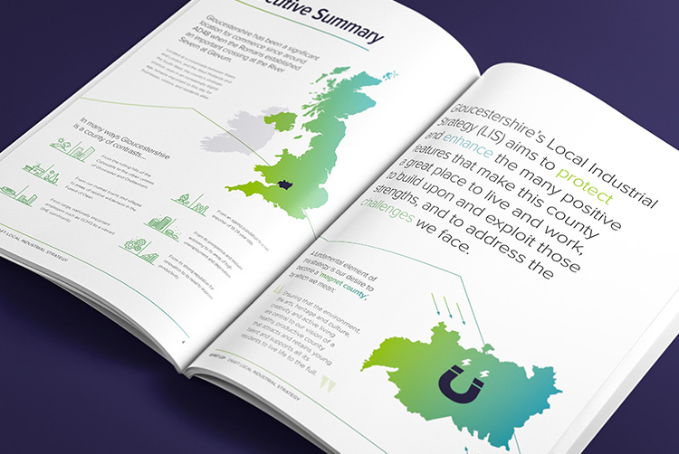 Design for GFirst LEP's Local Industrial Strategy by Mighty, design agency Gloucestershire