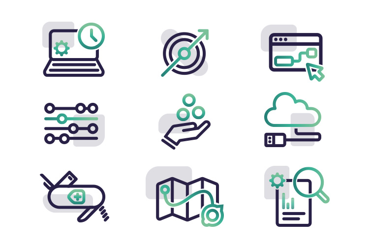 Icons for Nephos by Mighty, branding agency