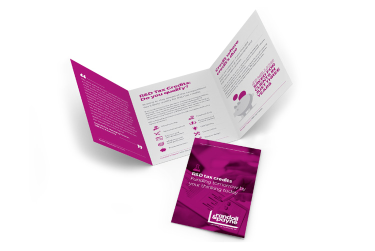 R&D tax credits leaflet for Randall & Payne by Mighty, design agency Cheltenham
